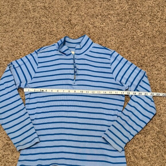 L.L. Bean Vintage 100% Cotton Striped Quarter Zip Pullover Knit Sweater Small - Picture 9 of 12